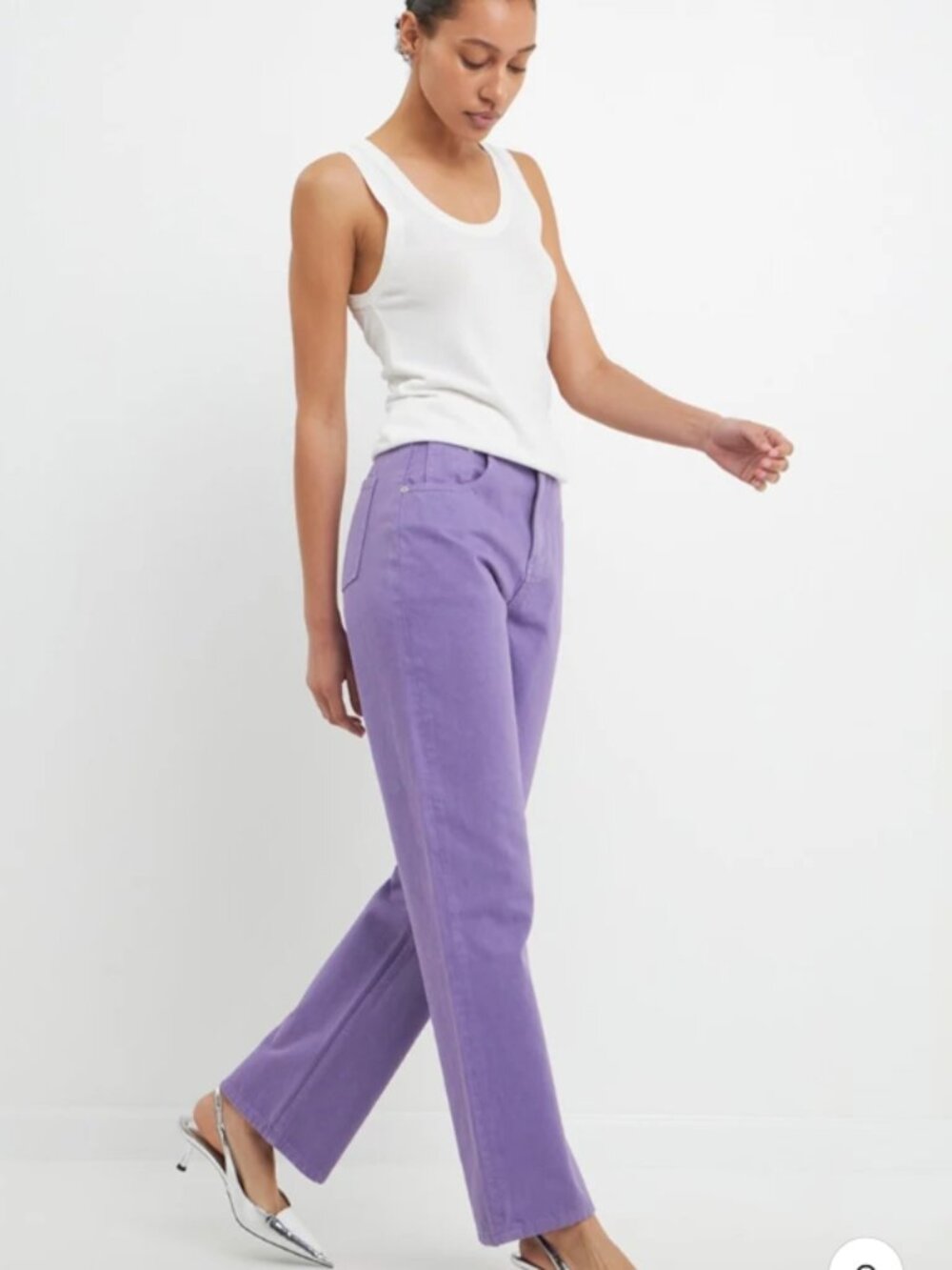 Like New! GREY LAB Color Full Length Wide Leg Jeans High Waisted Purple Cotton S